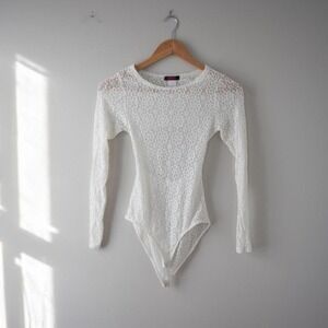 Blush‎ White Lacy Bodysuit Size Small Y2K